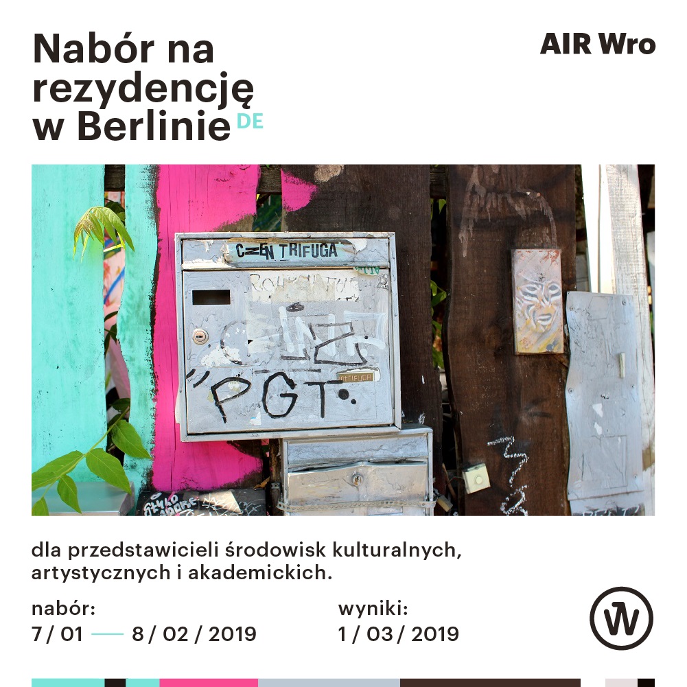 Culture Zone Wrocław within the framework of AIR Wro programme and Berlin Sessions Residency are glad to announce the launch of an open call for a one-month long residency in Berlin.